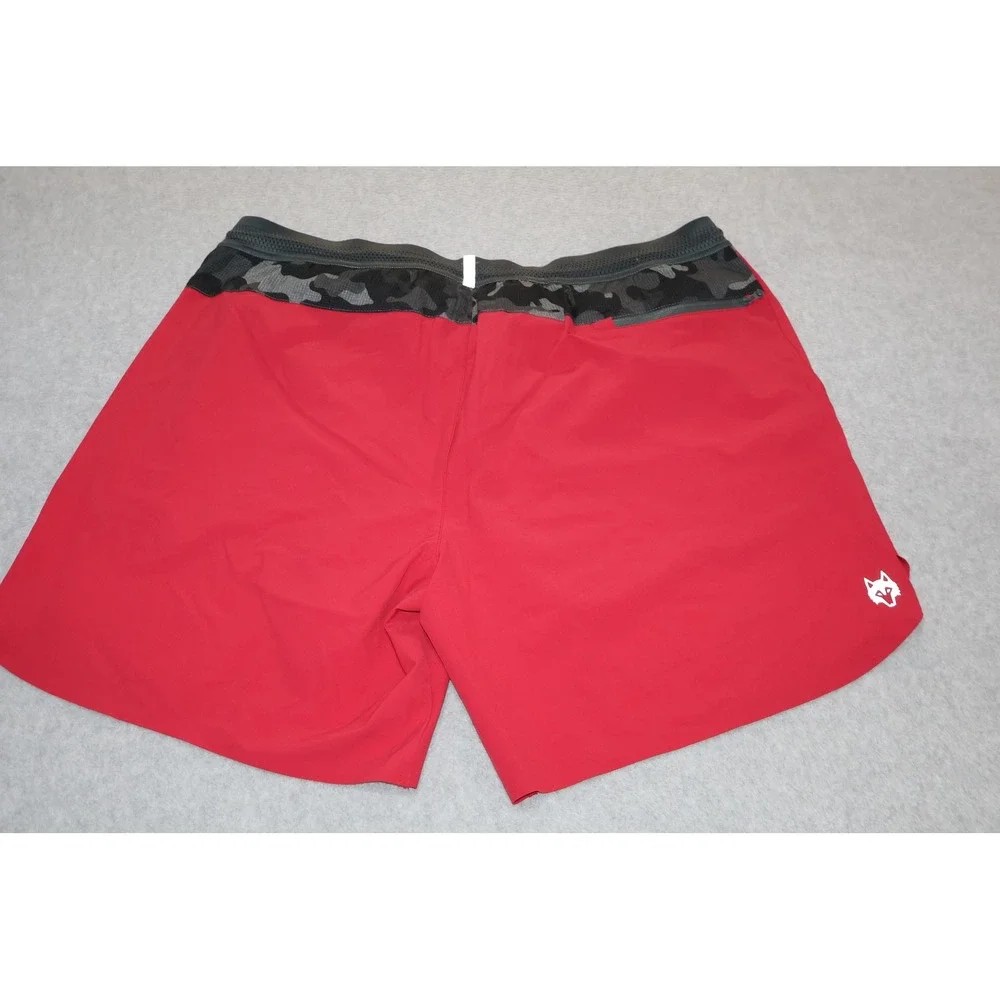 Greyson Lined Gym Shorts Mens 2XL Red Camo Performance Athletic 6